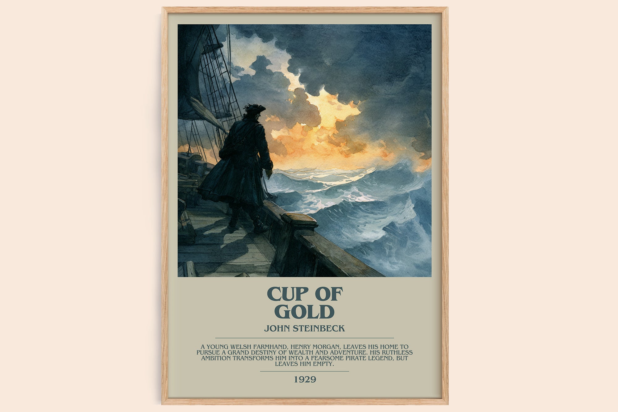Cup of Gold bookish book poster by John Steinbeck – framed literary art print