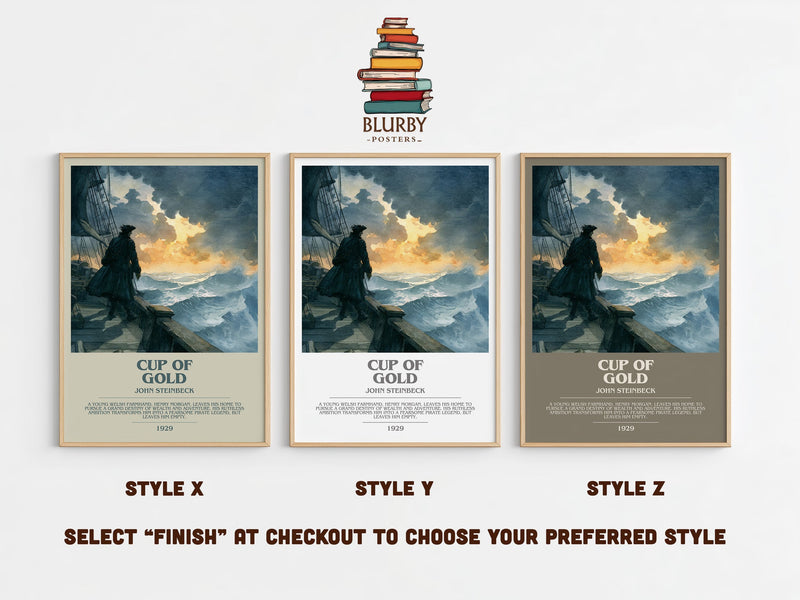 Cup of Gold bookish print in frame leaning in hallway – coming of age wall art
