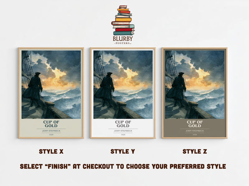Cup of Gold book cover print in frame leaning in hallway – coming of age wall art