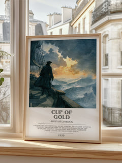 Cup of Gold Bookish Wall Art by John Steinbeck – framed print by a bright window