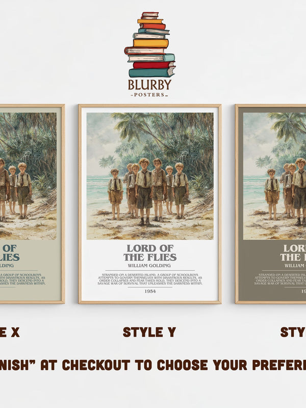 Lord Of The Flies bookish print in frame leaning in hallway – historical fiction wall art