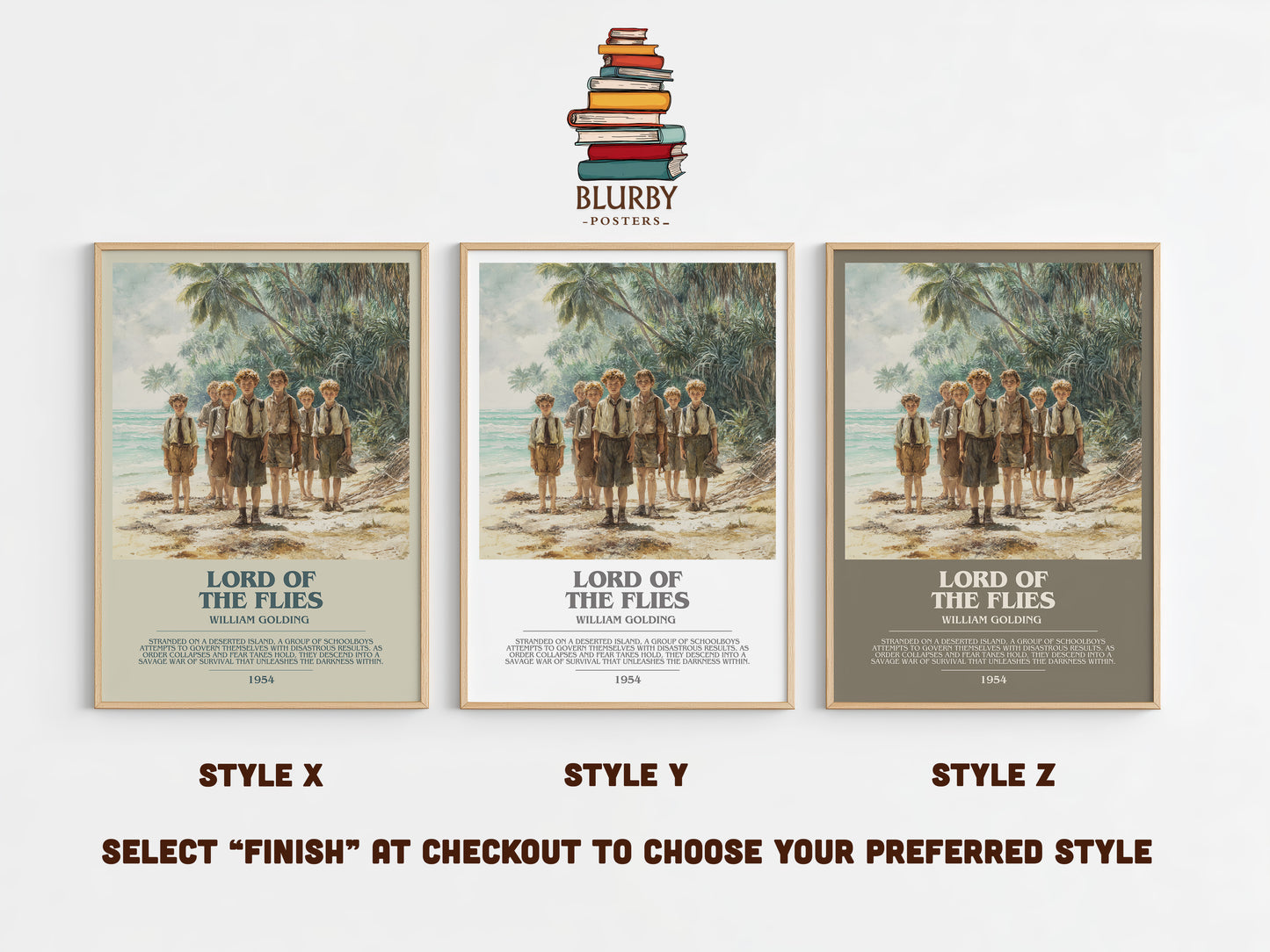 Lord Of The Flies bookish print in frame leaning in hallway – historical fiction wall art