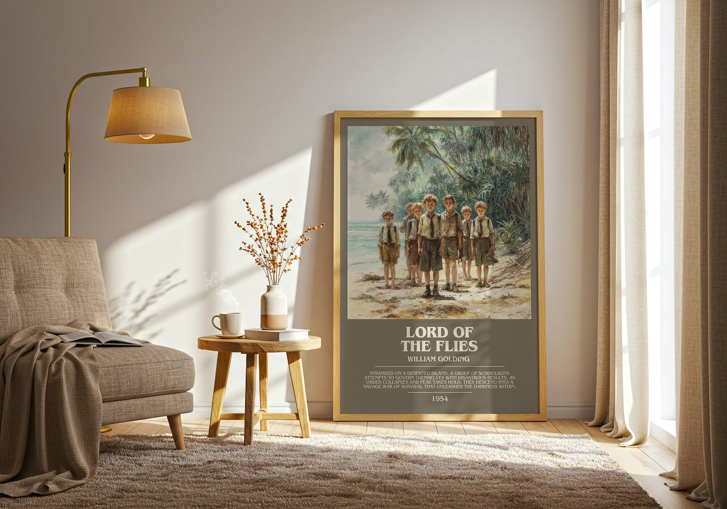 Lord Of The Flies bookish print framed by window – literary home decor