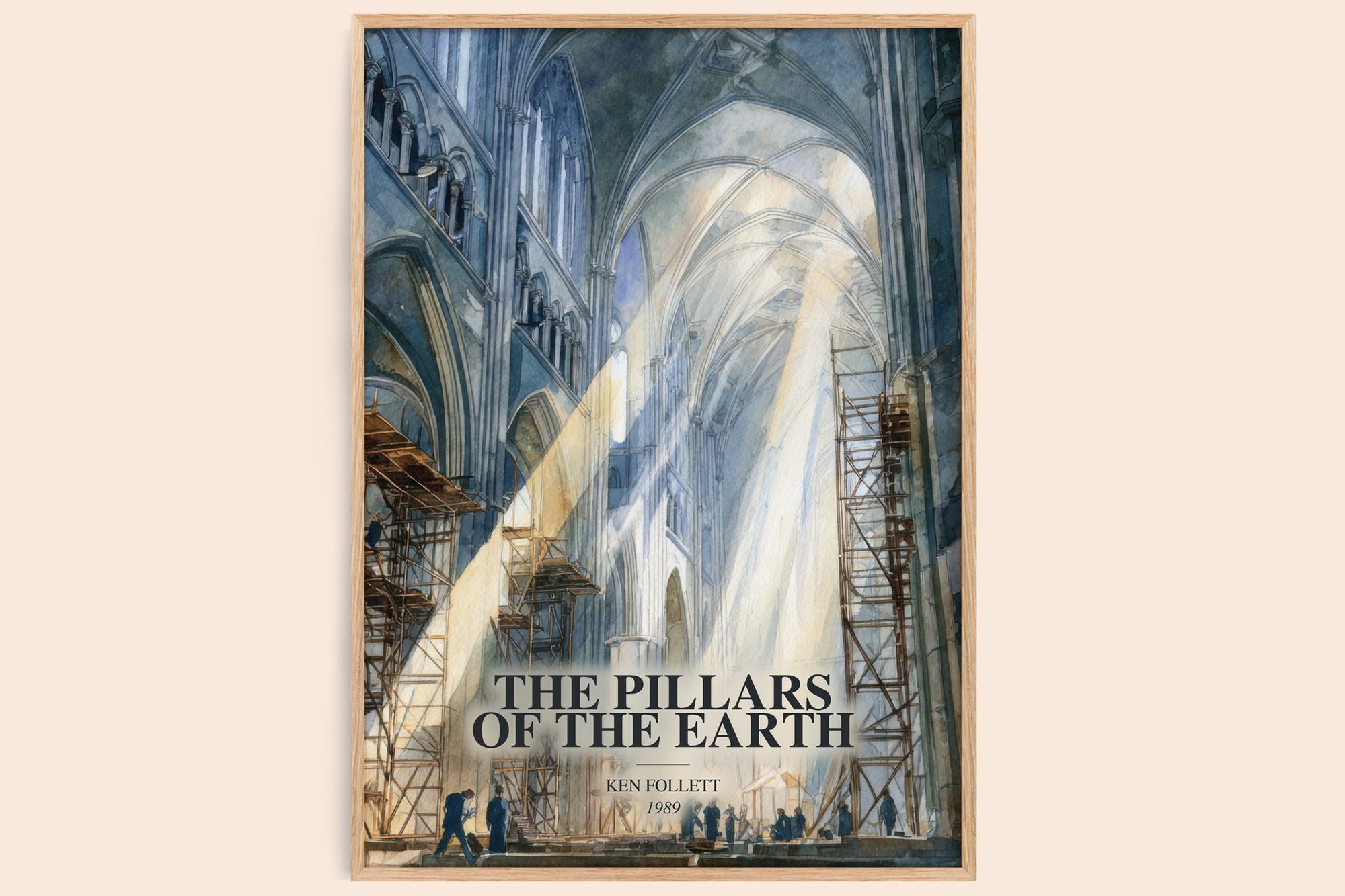 The Pillars Of The Earth watercolour book poster by Ken Follett – framed literary art print