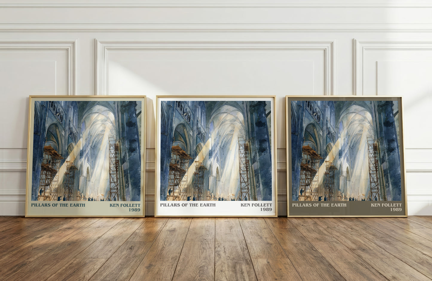 The Pillars of the Earth literary print framed by window – literary home decor