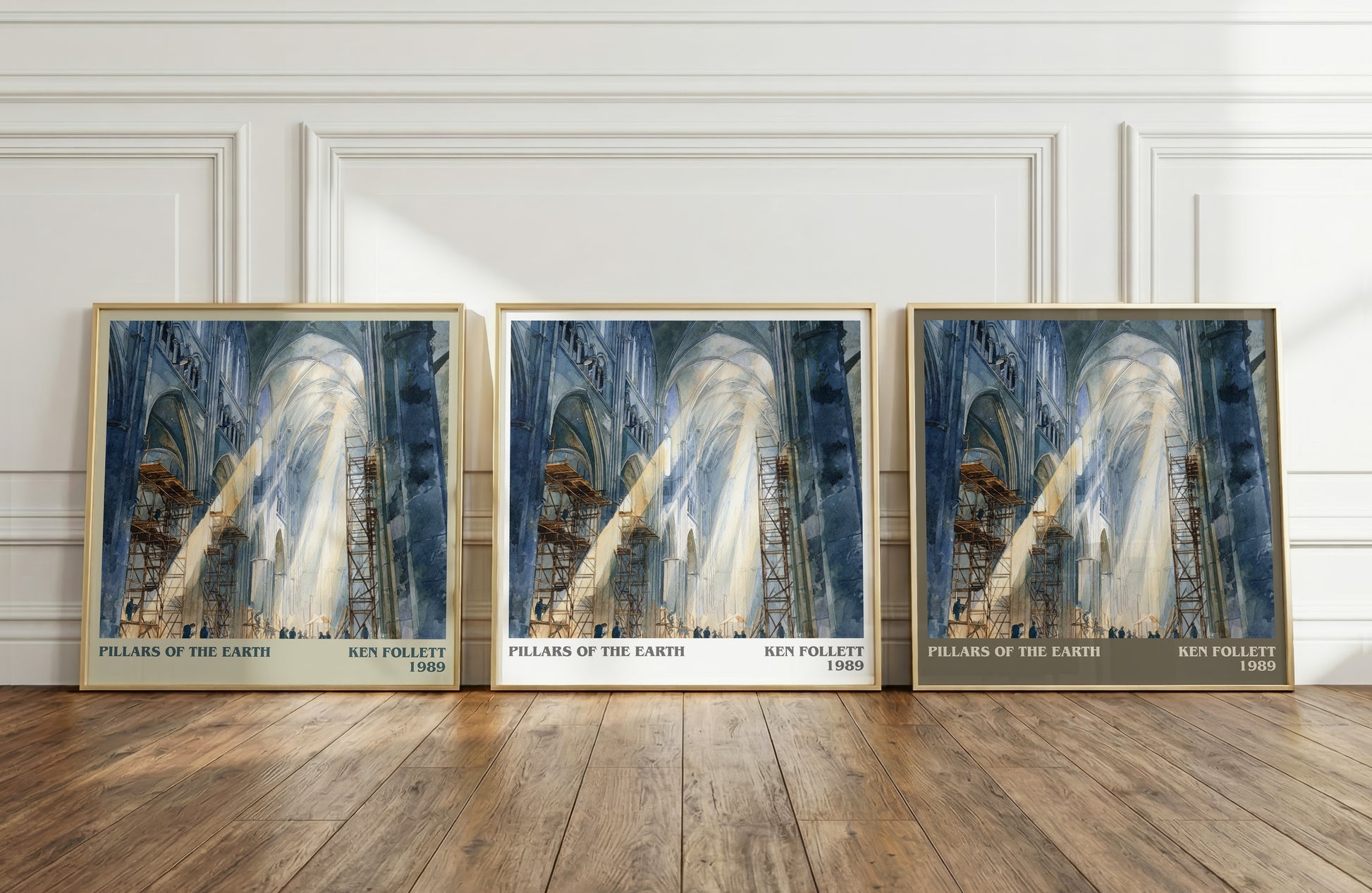 The Pillars of the Earth literary print framed by window – literary home decor