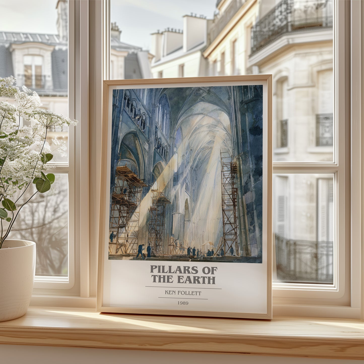 The Pillars of the Earth book cover poster colour and style options – Ken Follett book art