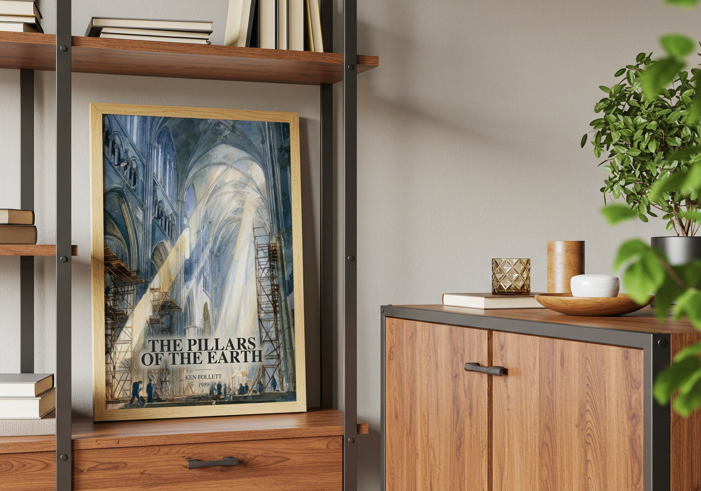 The Pillars Of The Earth book watercolour illustration paper finish options – matte satin gloss