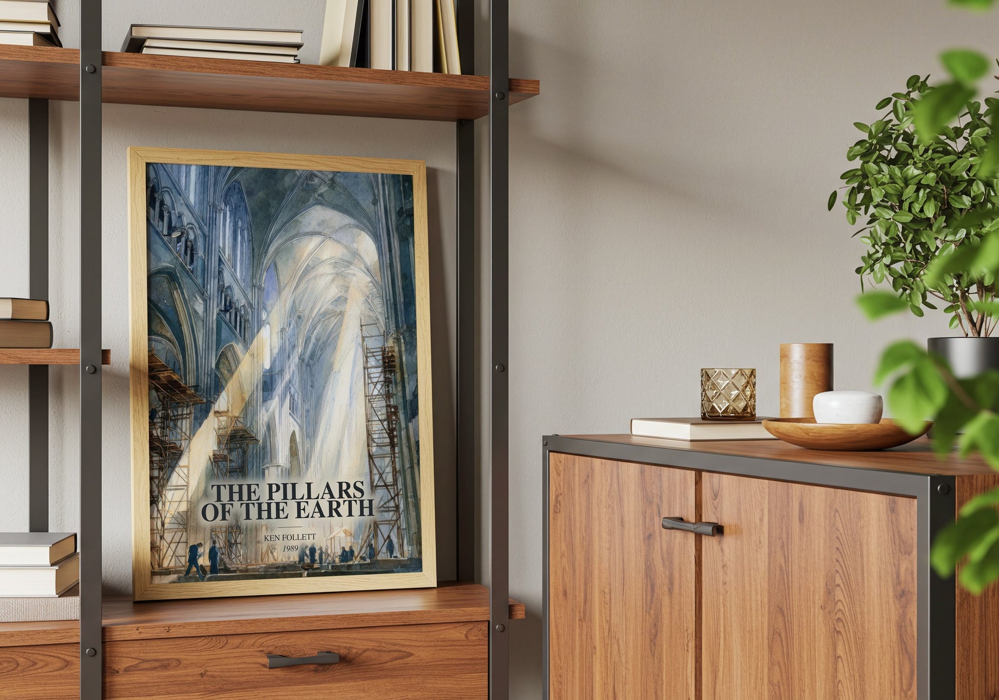 The Pillars Of The Earth book watercolour illustration paper finish options – matte satin gloss