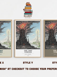 The Two Towers Book Cover Poster by J.R.R. Tolkien – Style X, Y and Z side by side – choose your finish