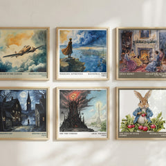 The Two Towers Literary Art Print by J.R.R. Tolkien – square print in a six-frame gallery wall