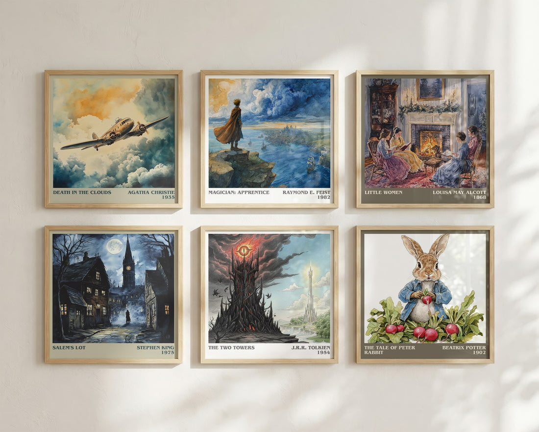 The Two Towers Literary Art Print by J.R.R. Tolkien – square print in a six-frame gallery wall
