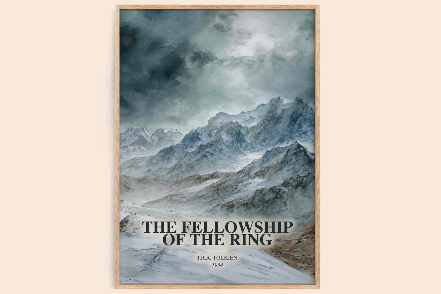 The Fellowship Of The Ring watercolour book poster by J.R.R. Tolkien – framed literary art print