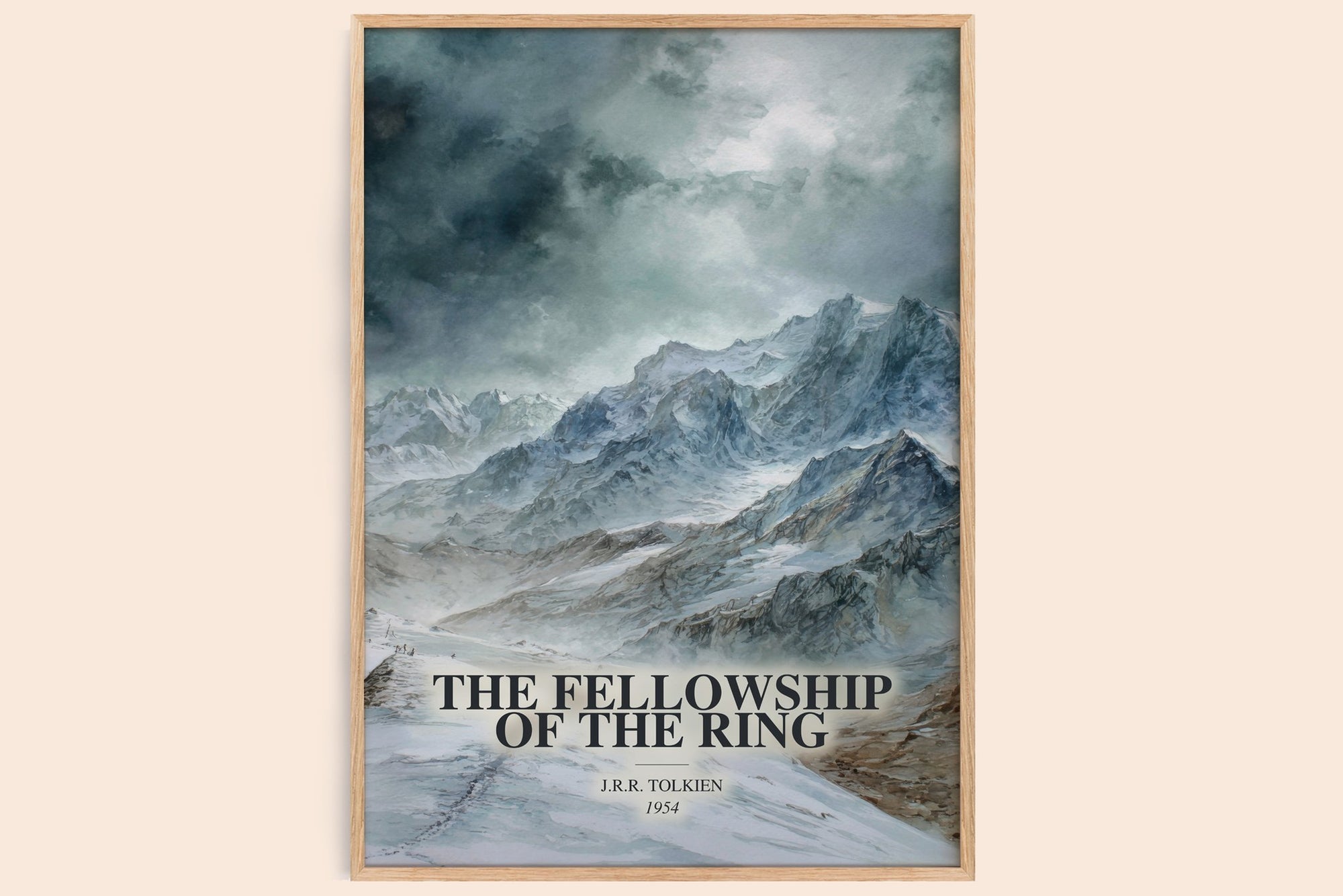 The Fellowship Of The Ring watercolour book poster by J.R.R. Tolkien – framed literary art print