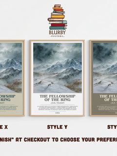 The Fellowship Of The Ring Bookish Wall Art by J.R.R. Tolkien – Style X, Y and Z side by side – choose your finish