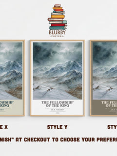 The Fellowship Of The Ring Book Cover Poster by J.R.R. Tolkien – Style X, Y and Z side by side – choose your finish