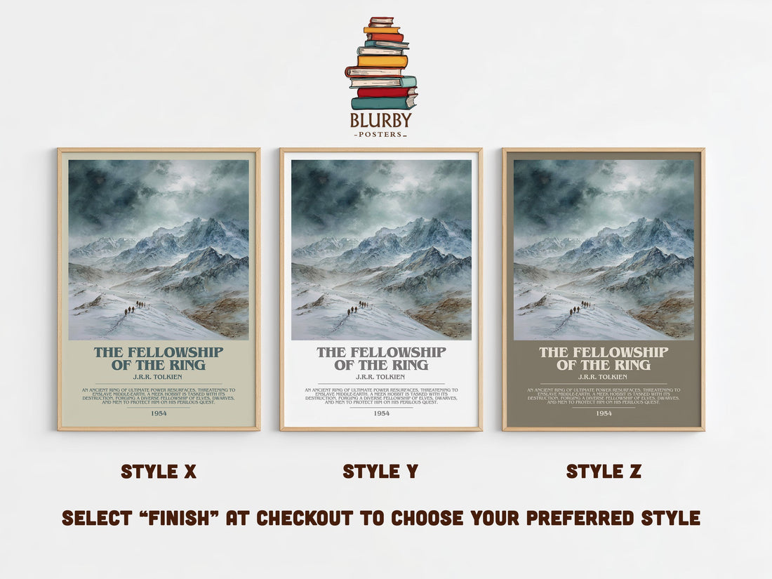 The Fellowship Of The Ring bookish print in frame leaning in hallway – fantasy wall art (mockup)