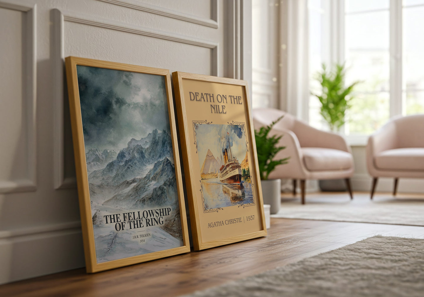 The Fellowship Of The Ring watercolour print framed by window – literary home decor