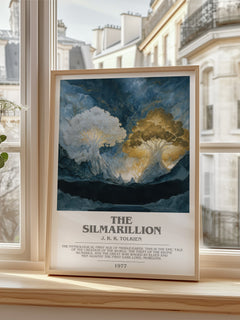 The Silmarillion Bookish Wall Art by J. R. R. Tolkien – framed print by a bright window