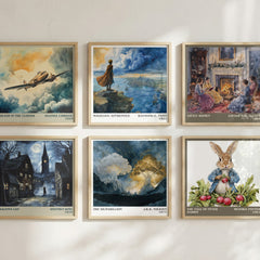 The Silmarillion Literary Art Print by J. R. R. Tolkien – square print in a six-frame gallery wall