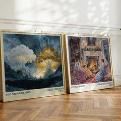 The Silmarillion Literary Art Print by J. R. R. Tolkien – large square framed print leaning against a wall