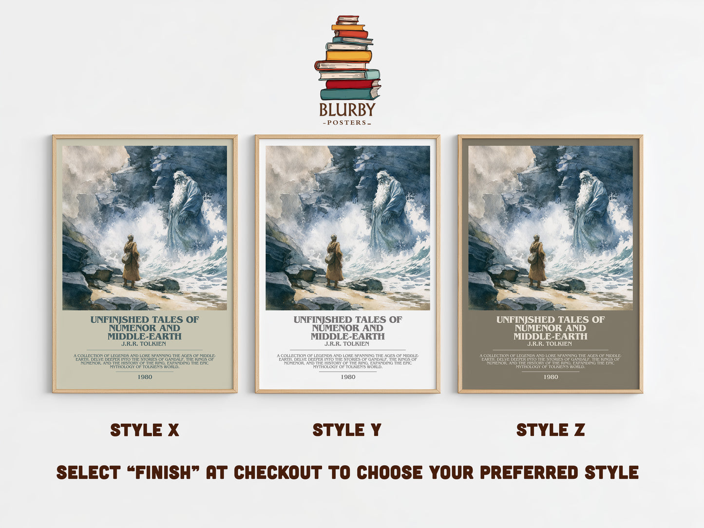 Unfinished Tales Of Numenor And Middle-Earth bookish print in frame leaning in hallway – fantasy wall art