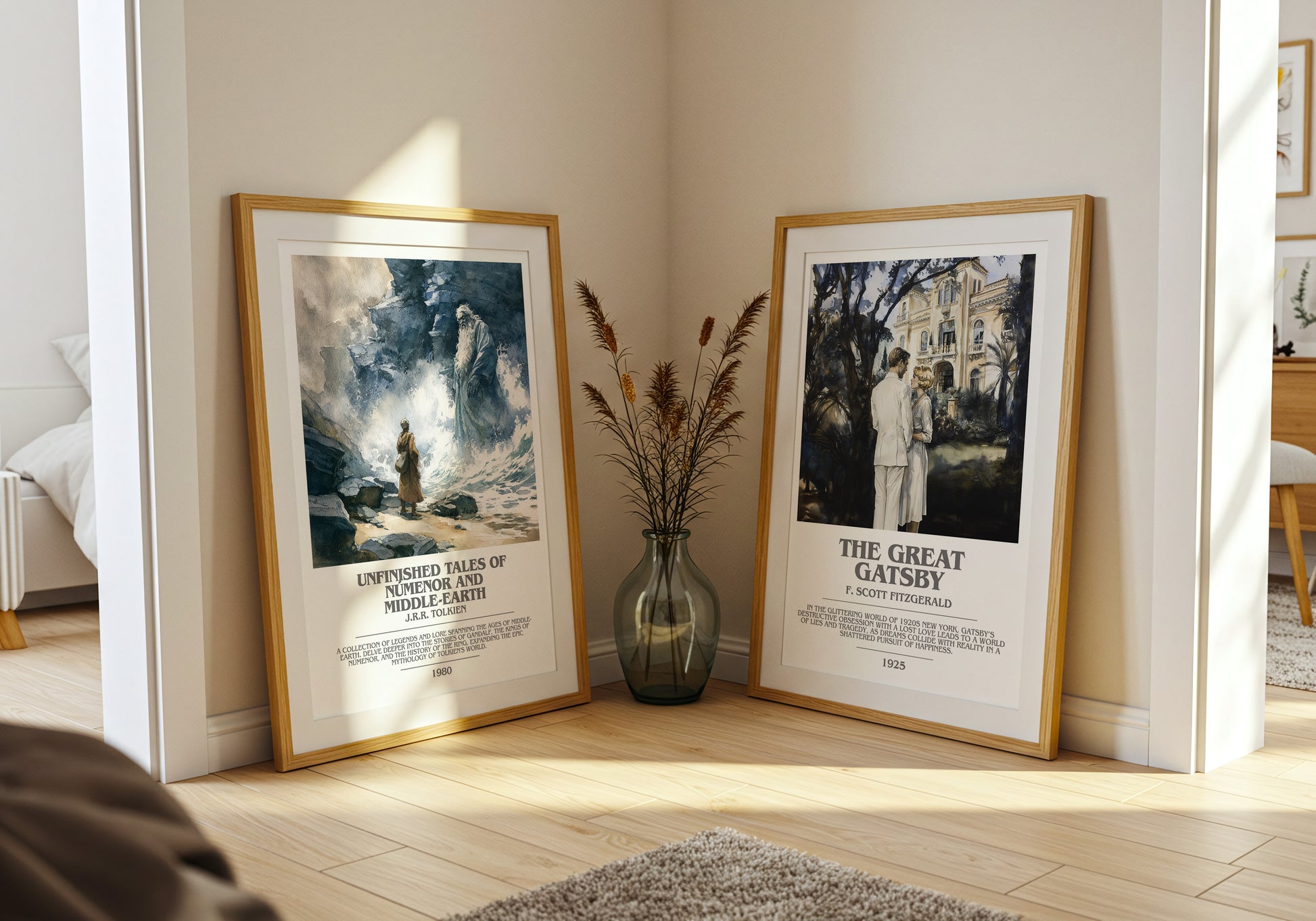 Unfinished Tales Of Numenor And Middle-Earth bookish book poster framed on wall – fantasy wall art