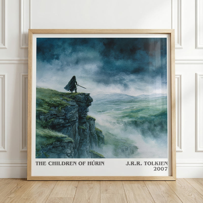 The Children of Húrin literary print in frame leaning in hallway – fantasy wall art
