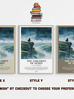 The Children of Húrin Bookish Wall Art by J. R. R. Tolkien – Style X, Y and Z side by side – choose your finish