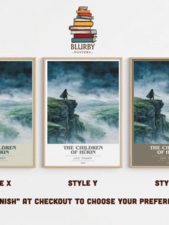 The Children of Húrin Book Cover Poster by J. R. R. Tolkien – Style X, Y and Z side by side – choose your finish