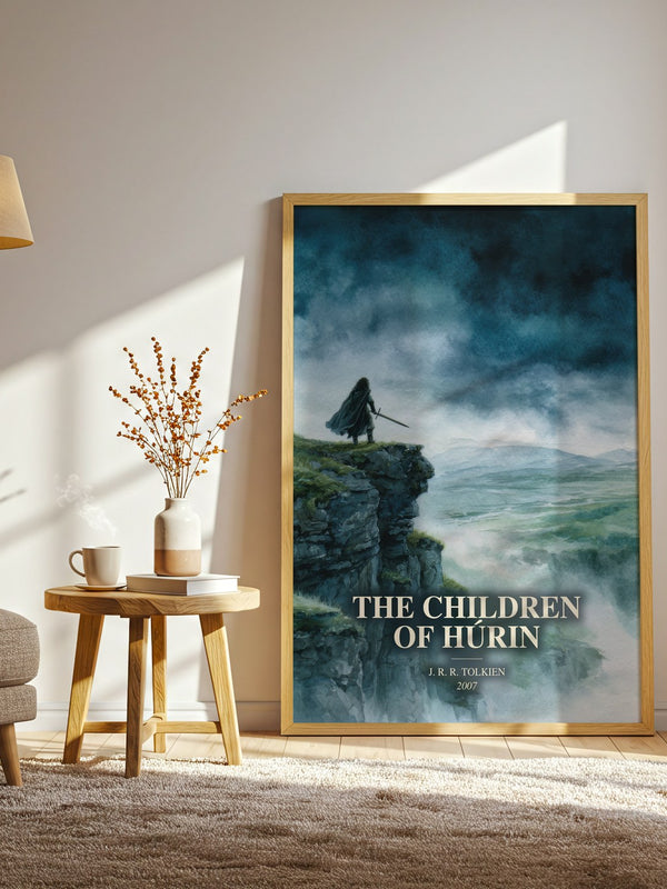 The Children Of Húrin watercolour print in frame leaning in hallway – fantasy wall art