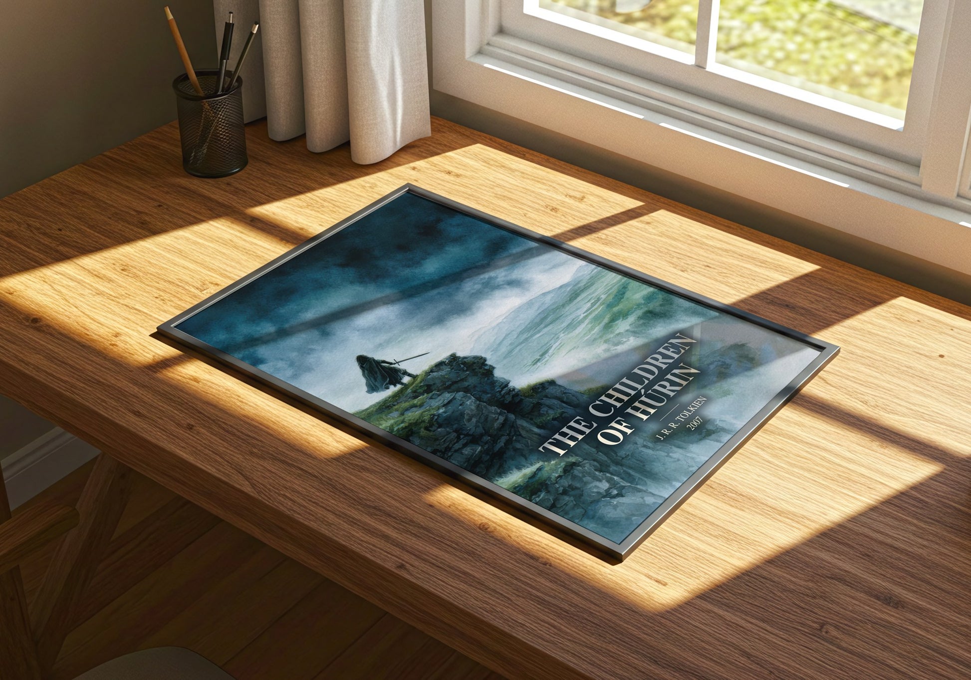 The Children Of Húrin watercolour book poster framed on wall – fantasy wall art