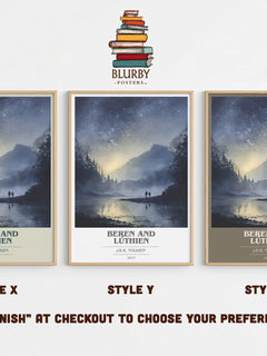 Beren and Lúthien Book Cover Poster by J. R. R. Tolkien – Style X, Y and Z side by side – choose your finish