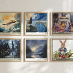Beren and Lúthien Literary Art Print by J. R. R. Tolkien – square print in a six-frame gallery wall