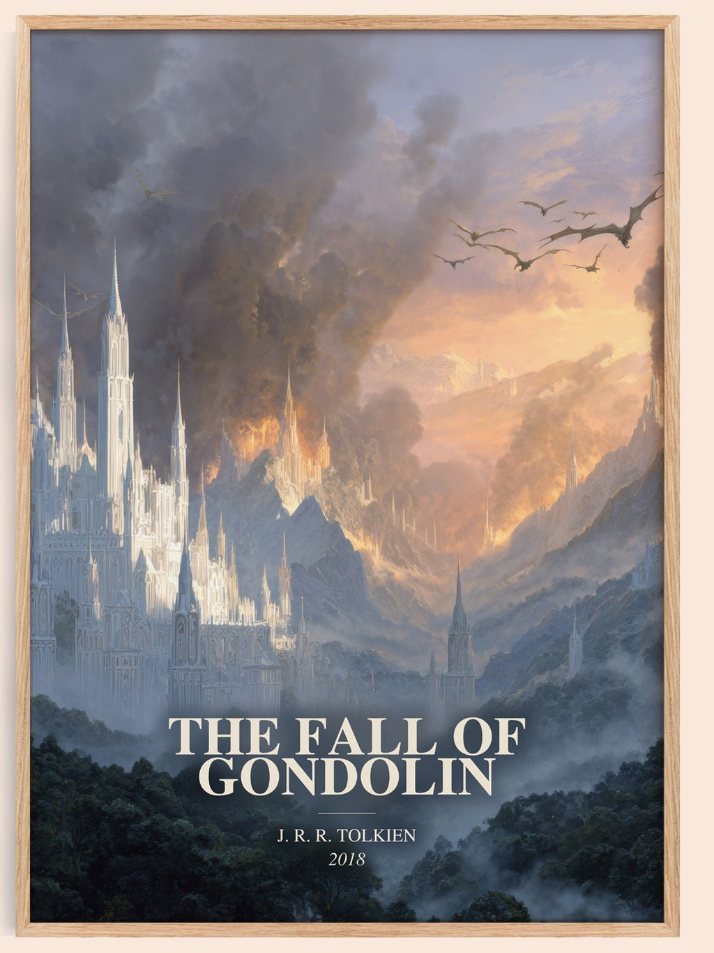 The Fall Of Gondolin watercolour book poster by J. R. R. Tolkien – framed literary art print