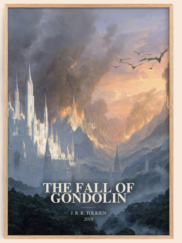 The Fall Of Gondolin watercolour book poster by J. R. R. Tolkien – framed literary art print