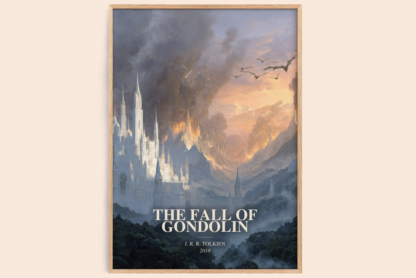 The Fall Of Gondolin watercolour book poster by J. R. R. Tolkien – framed literary art print