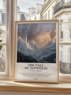The Fall of Gondolin Bookish Wall Art by J. R. R. Tolkien – framed print by a bright window