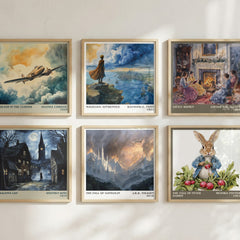 The Fall of Gondolin Literary Art Print by J. R. R. Tolkien – square print in a six-frame gallery wall