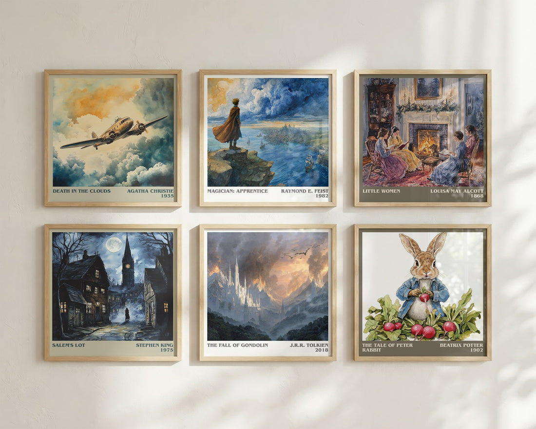 The Fall of Gondolin Literary Art Print by J. R. R. Tolkien – square print in a six-frame gallery wall