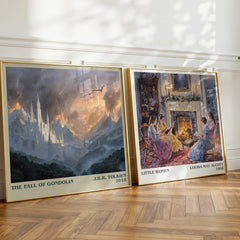 The Fall of Gondolin Literary Art Print by J. R. R. Tolkien – large square framed print leaning against a wall