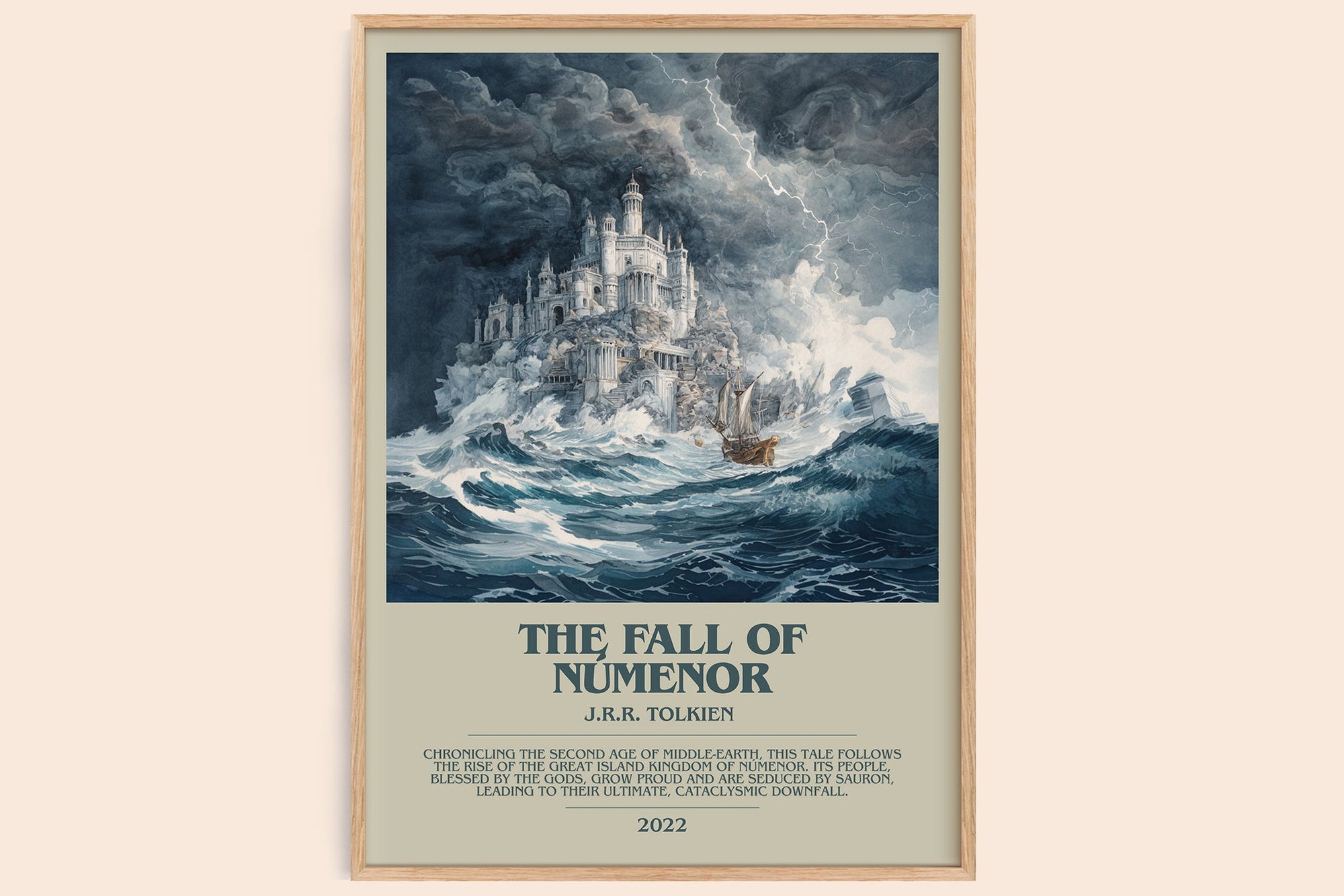 The Fall Of Númenor bookish book poster by J.R.R. Tolkien – framed literary art print