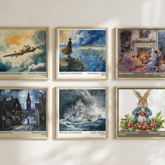 The Fall Of Númenor Literary Art Print by J.R.R. Tolkien – square print in a six-frame gallery wall
