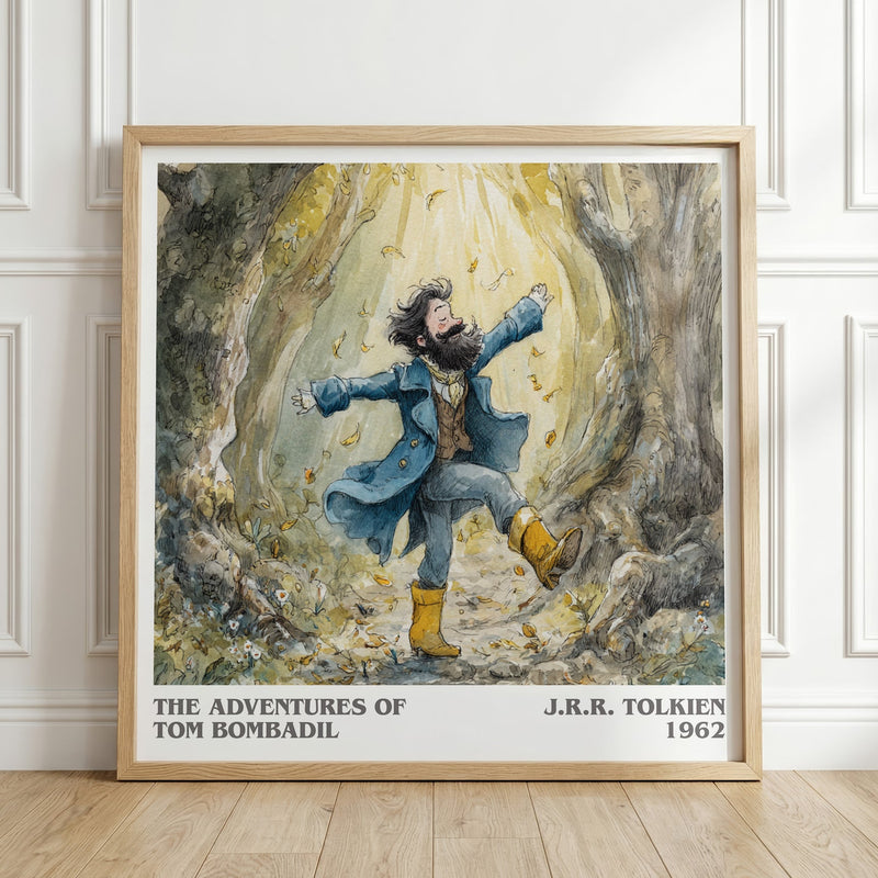 The Adventures of Tom Bombadil literary print in frame leaning in hallway – fantasy wall art