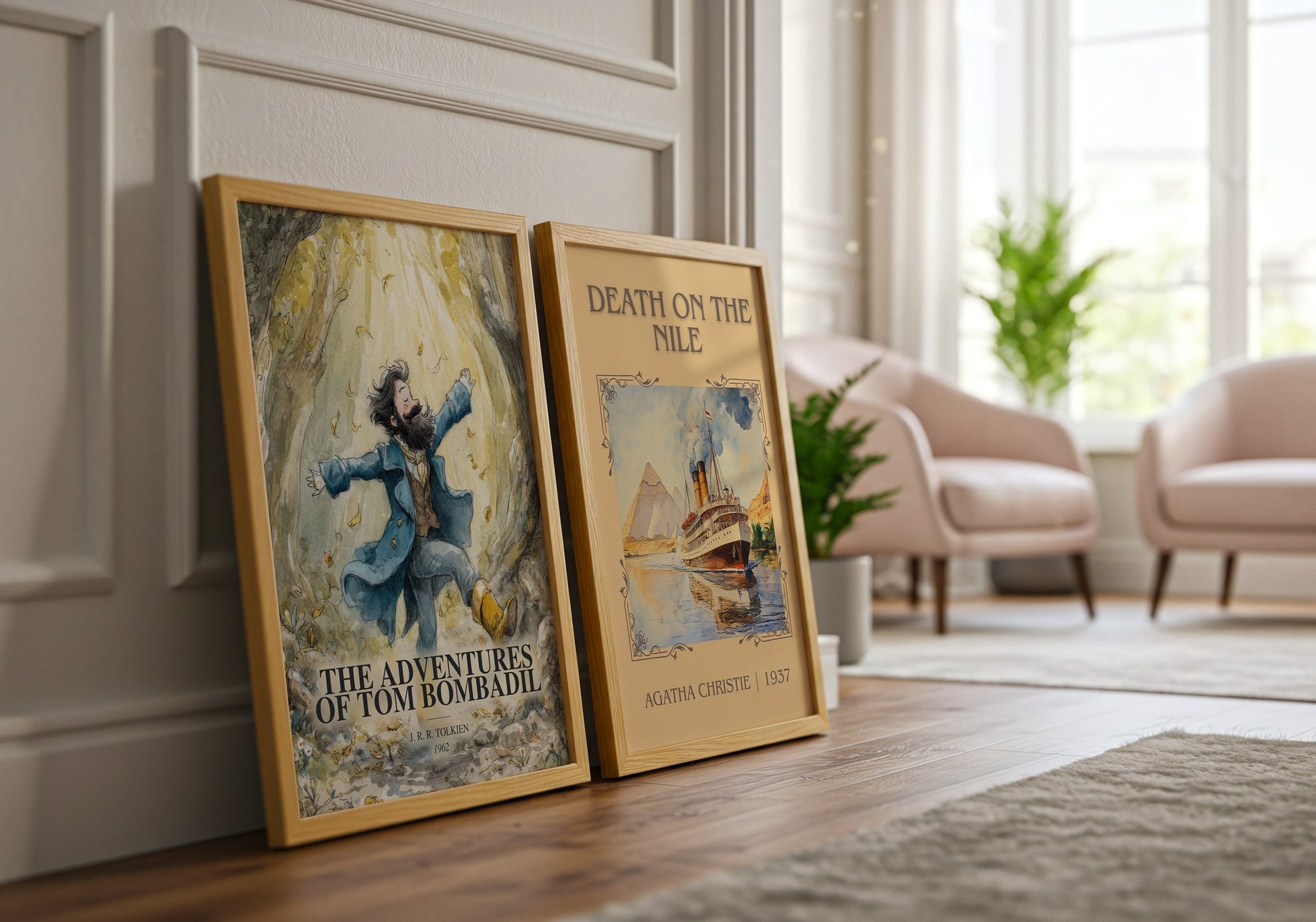 The Adventures Of Tom Bombadil watercolour print framed by window – literary home decor