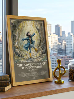 The Adventures of Tom Bombadil Bookish Wall Art by J. R. R. Tolkien – framed print on a city-view windowsill