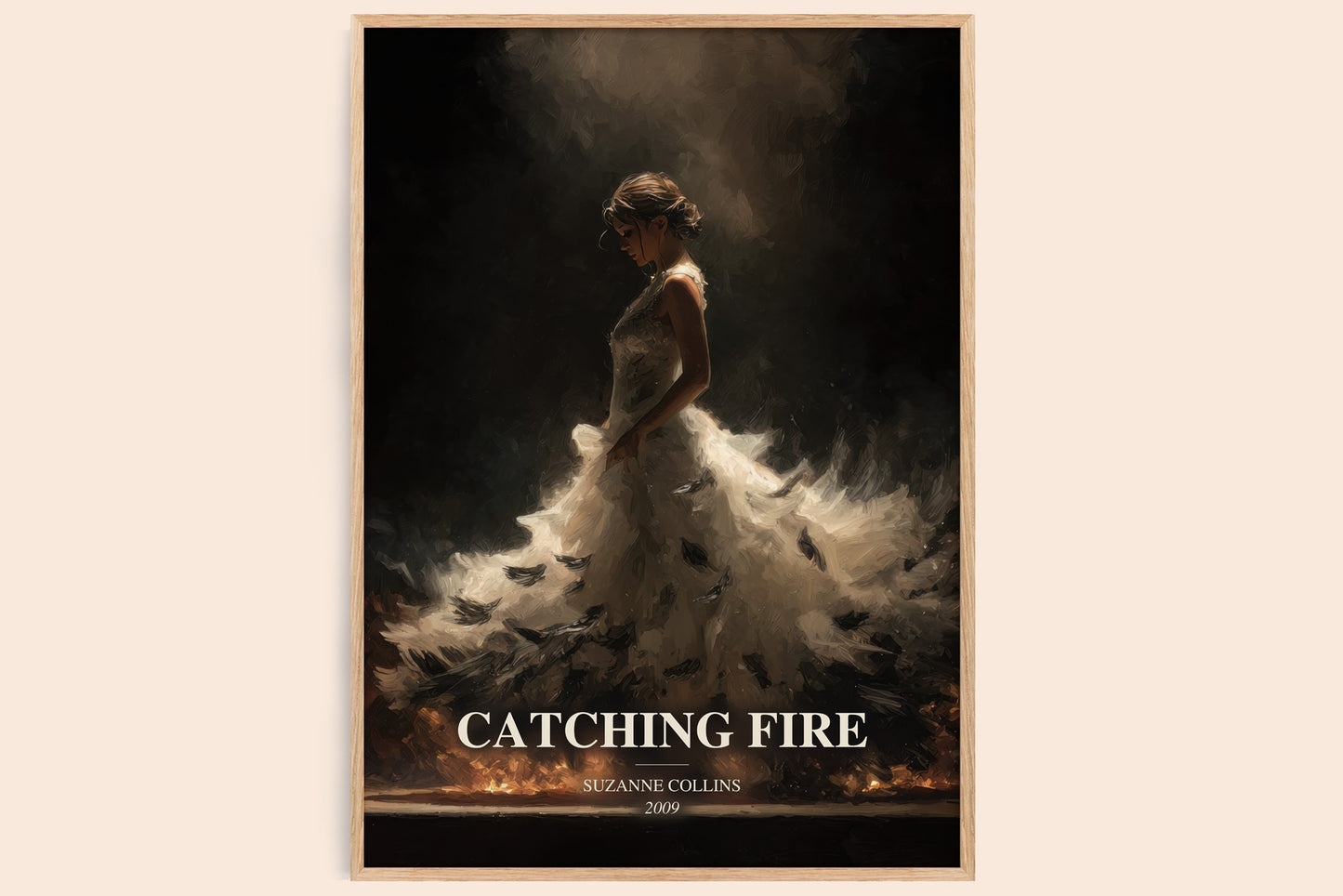 Catching Fire watercolour book poster by Suzanne Collins – framed literary art print
