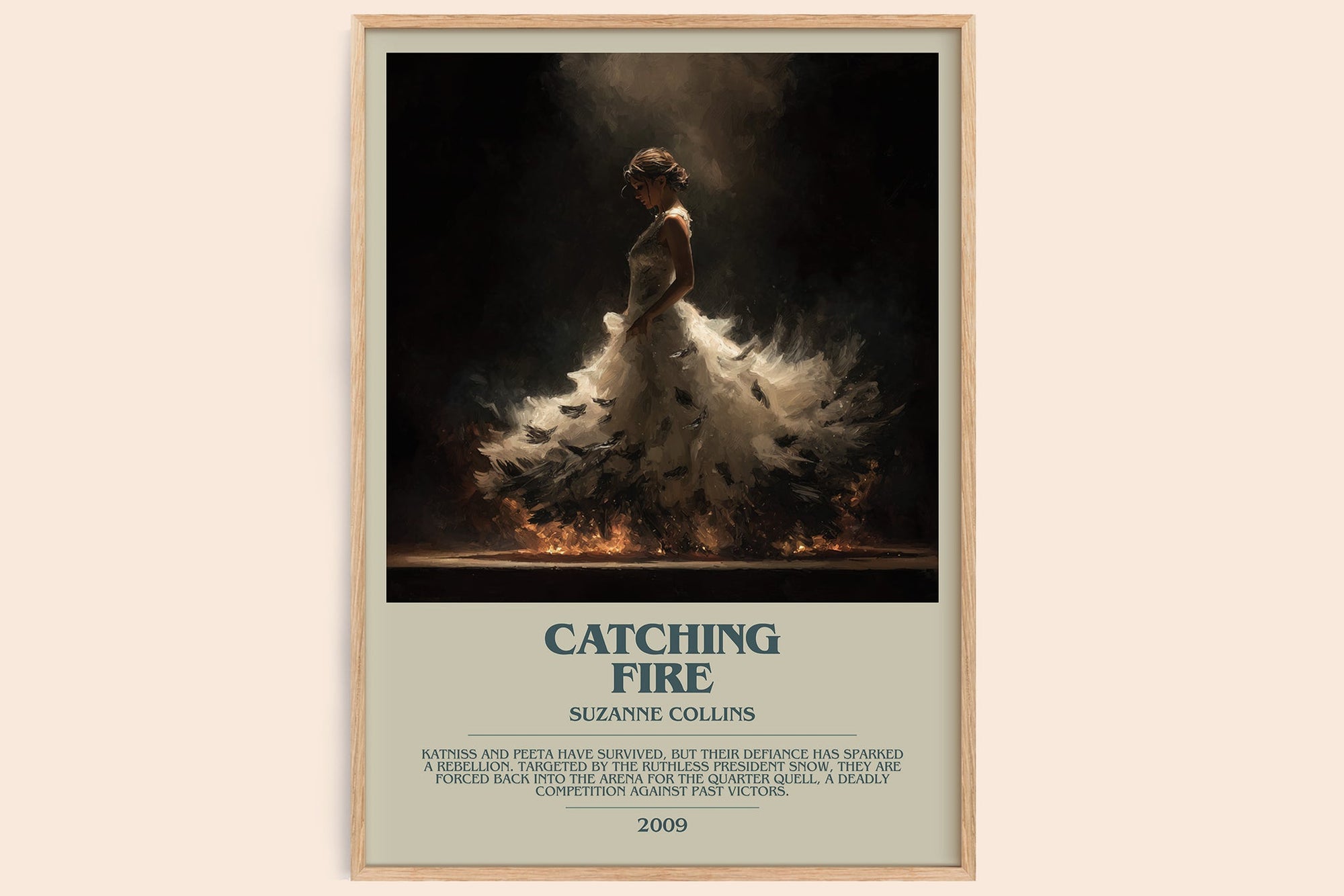Catching Fire bookish book poster by Suzanne Collins – framed literary art print