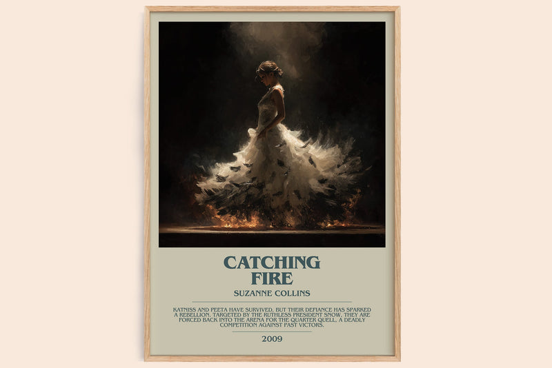 Catching Fire bookish book poster by Suzanne Collins – framed literary art print