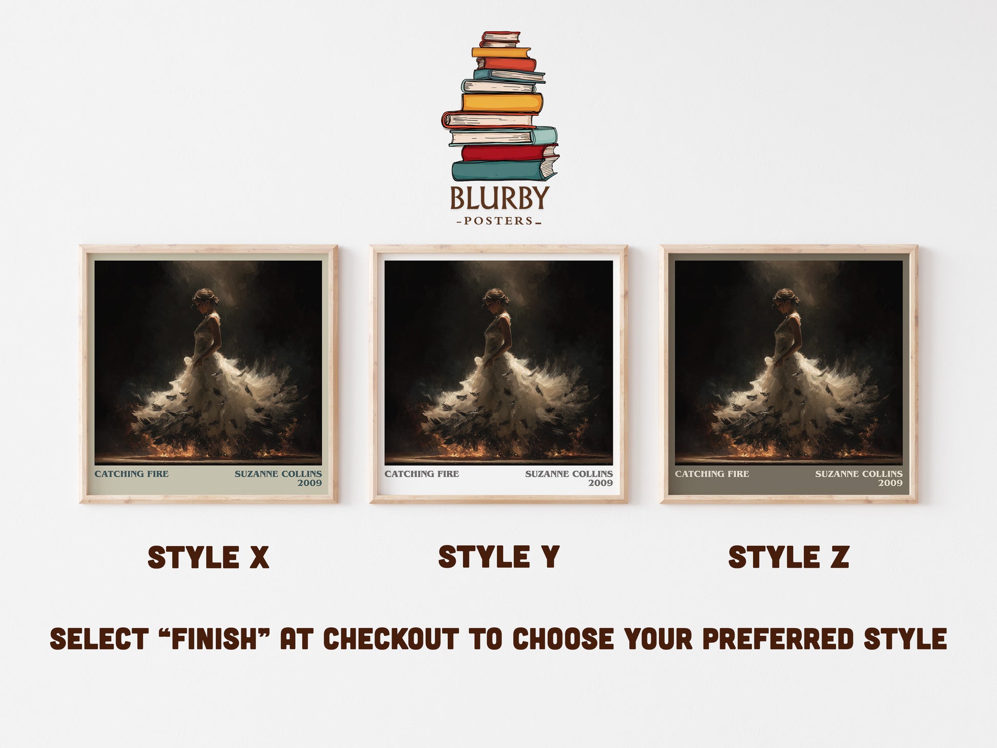 Catching Fire literary art print colour and style options – Suzanne Collins book art
